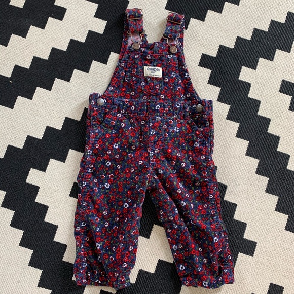 OshKosh Floral Corduroy Overalls - Picture 1 of 2
